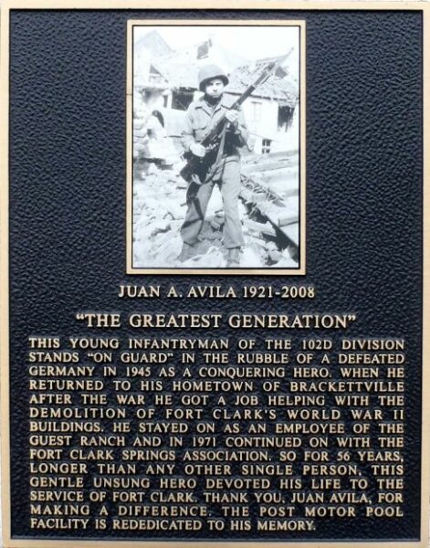 JUAN A. AVILA 1921-2008 WAR MEMORIAL PLAQUE