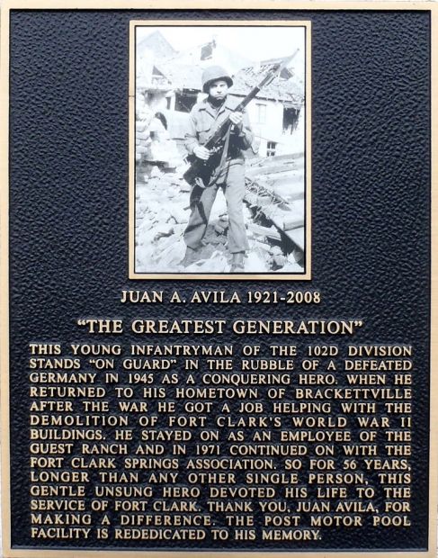 JUAN A. AVILA 1921-2008 WAR MEMORIAL PLAQUE