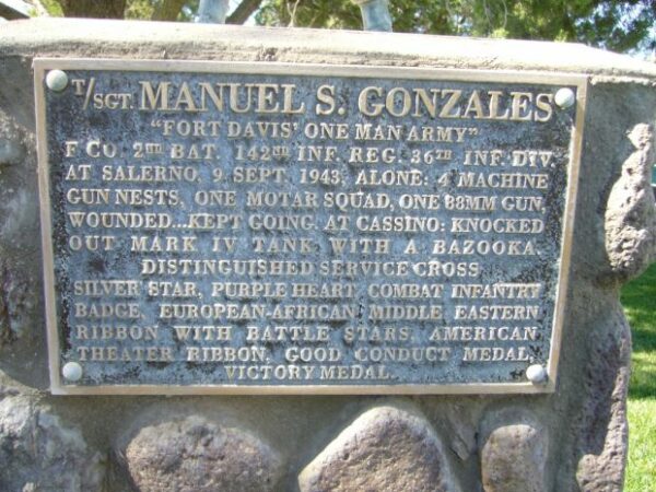T/SGT. MANUEL S. GONZALES WAR MEMORIAL PLAQUE