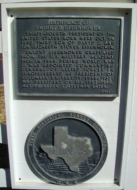 BIRTHPLACE OF DWIGHT EISENHOWER MEMORIAL PLAQUE