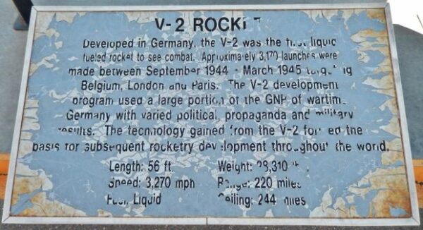 V-2 ROCKET WAR MEMORIAL PLAQUE