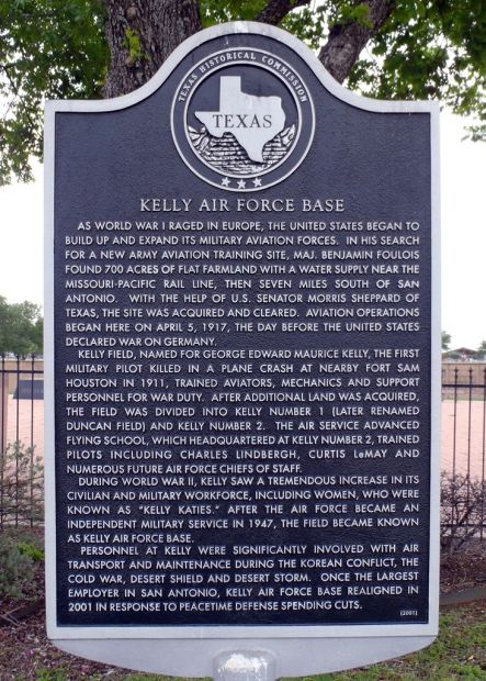 KELLY AIR FORCE BASE MEMORIAL MARKER
