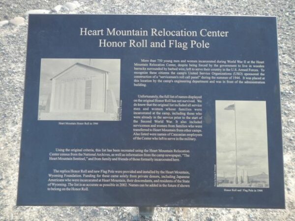 HEART MOUNTAIN RELOCATION CENTER HONOR ROLL AND FLAG POLE MEMORIAL PLAQUE A