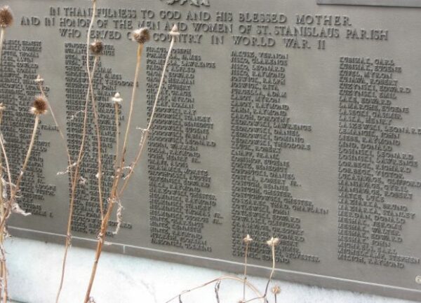 ST. STANISLAUS PARISH WORLD WAR II MEMORIAL PLAQUE B