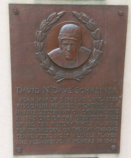 DAVID N. DAVE SCHREINER WAR MEMORIAL PLAQUE