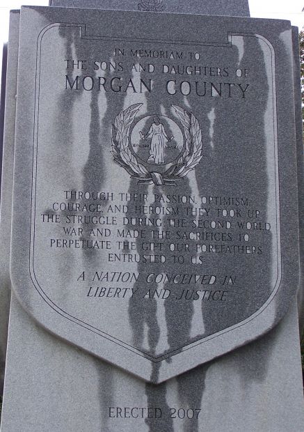 MORGAN COUNTY SECOND WORLD WAR MEMORIAL DEDICATION STONE