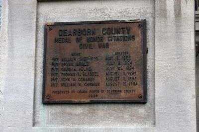 DEARBORN COUNTY CIVIL WAR MEDAL OF HONOR MEMORIAL PLAQUE