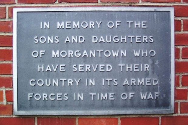 MORGANTOWN ARMED FORCES WAR MEMORIAL PLAQUE