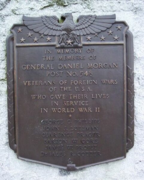 GENERAL DANIEL MORGAN POST NO. 548 WORLD WAR II MEMORIAL PLAQUE