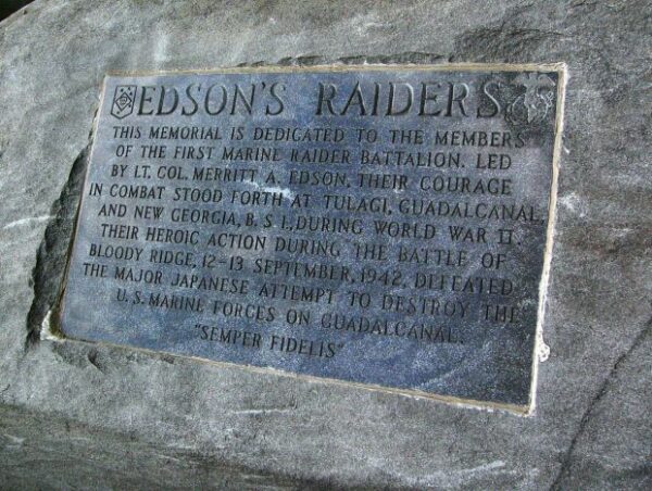 EDSON’S RAIDERS WAR MEMORIAL PLAQUE