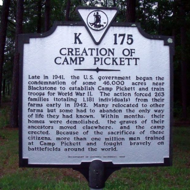 CREATION OF CAMP PICKETT MEMORIAL