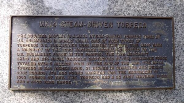 MK14 STEAM-DRIVEN TORPEDO MEMORIAL PLAQUE