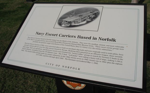 NAVY ESCORT CARRIERS BASED IN NORFOLK MEMORIAL PLAQUE