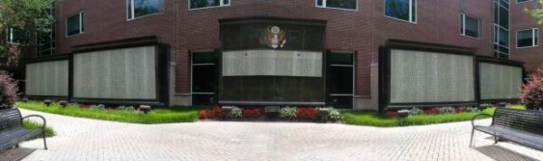 RICHMOND MEMORIAL HOSPITAL FOUNDATION WWII MEMORIAL GARDENS & WALL PLAQUE