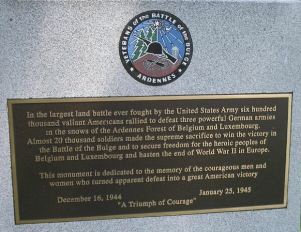 FORT MONROE BATTLE OF THE BULGE WAR MEMORIAL PLAQUE