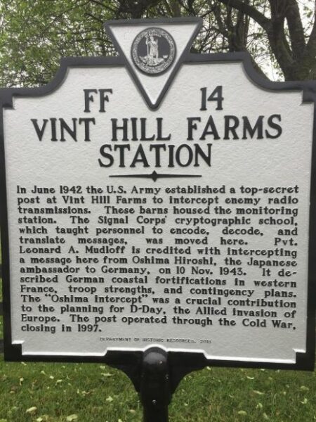 VINT HILL FARMS STATION WAR MEMORIAL MARKER