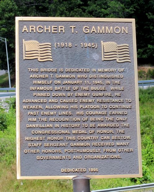 ARCHER T. GAMMON MEDAL OF HONOR MEMORIAL BRIDGE PLAQUE