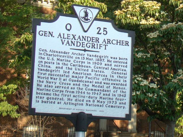 GEN. ALEXANDER ARCHER VANDEGRIFT WAR MEMORIAL MARKER