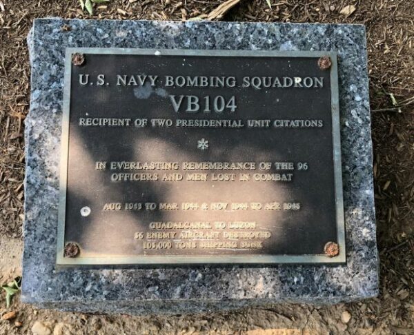 U.S. NAVY BOMBING SQUADRON VB104 MEMORIAL PLAQUE