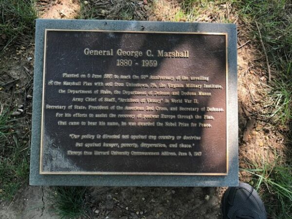 GENERAL GEORGE C. MARSHALL MEMORIAL TREE PLAQUE