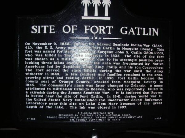 SITE OF FORT GATLIN MEMORIAL MARKER