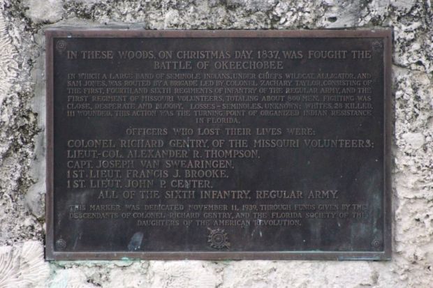 BATTLE OF OKEECHOBEE MEMORIAL PLAQUE