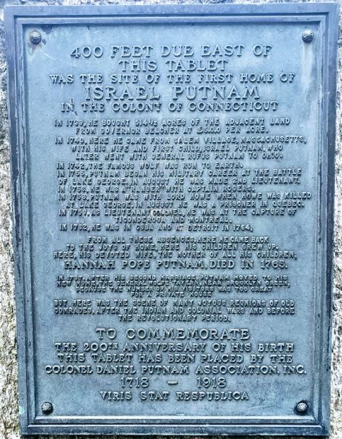 ISRAEL PUTNAM FIRST HOME MEMORIAL PLAQUE