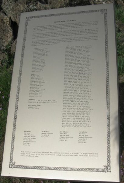 MODOC WAR CASUALTIES MEMORIAL PLAQUE