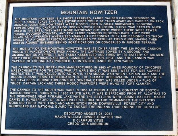MOUNTAIN HOWITZERS WAR MEMORIAL PLAQUE