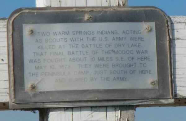 TWO WARM SPRINGS INDIANS WAR MEMORIAL CROSS PLAQUE