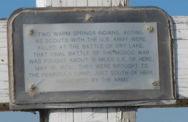 TWO WARM SPRINGS INDIANS WAR MEMORIAL CROSS PLAQUE