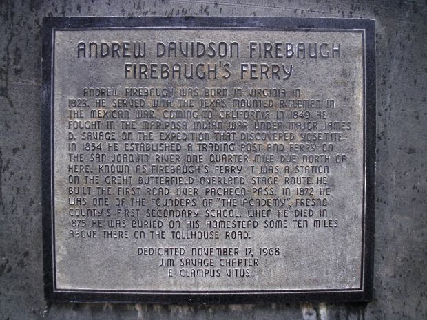 ANDREW DAVIDSON FIREBAUGH MEMORIAL PLAQUE