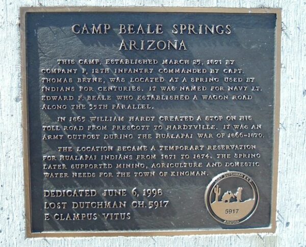 CAMP BEALE SPRINGS ARIZONA MEMORIAL PLAQUE