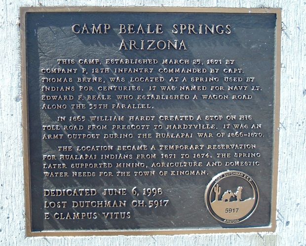 CAMP BEALE SPRINGS ARIZONA MEMORIAL PLAQUE