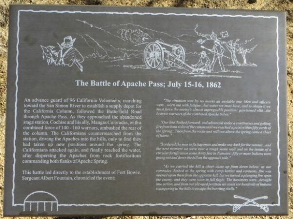 THE BATTLE OF APACHE PASS MEMORIAL PLAQUE