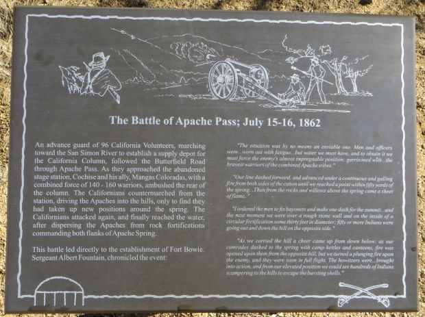 THE BATTLE OF APACHE PASS MEMORIAL PLAQUE