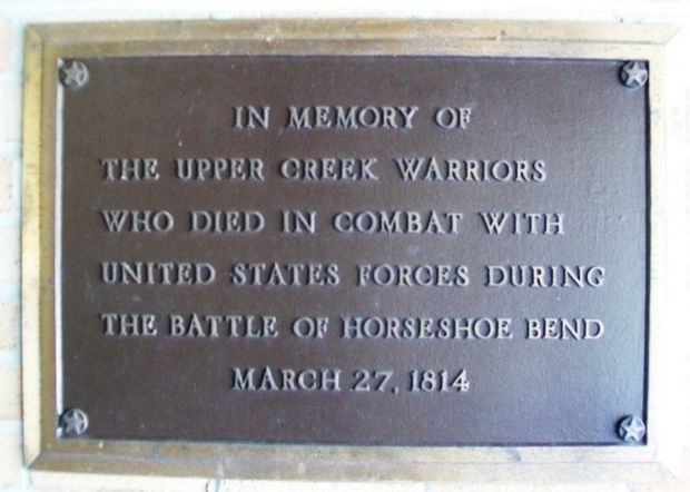 THE BATTLE OF HORSESHOE BEND MEMORIAL PLAQUE