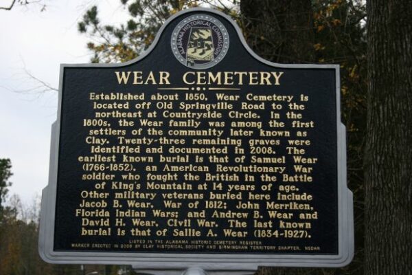 WEAR CEMETERY MEMORIAL MARKER