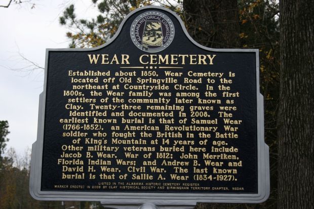 WEAR CEMETERY MEMORIAL MARKER
