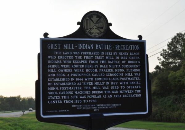 GRIST MILL-INDIAN BATTLE-RECREATION MEMORIAL MARKER