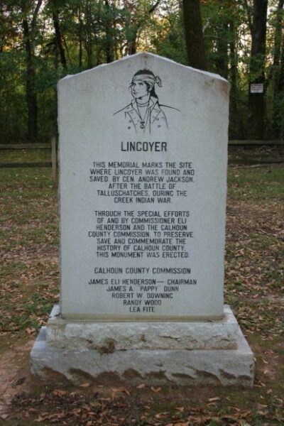 LINCOYER AND THE BATTLE OF TALLUSCHATCHES MEMORIAL BACK