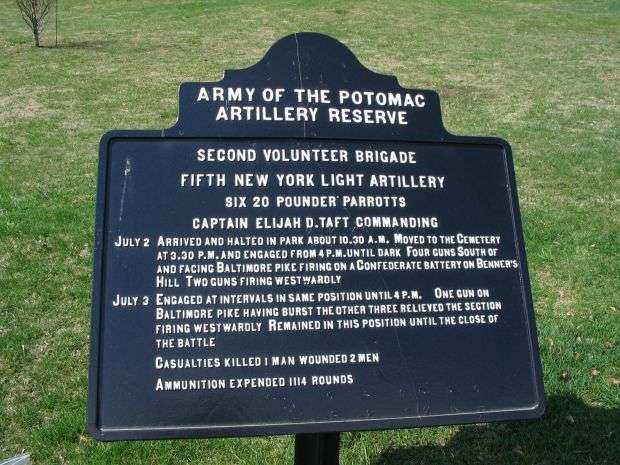 FIFTH NEW YORK LIGHT ARTILLERY WAR MEMORIAL MARKER