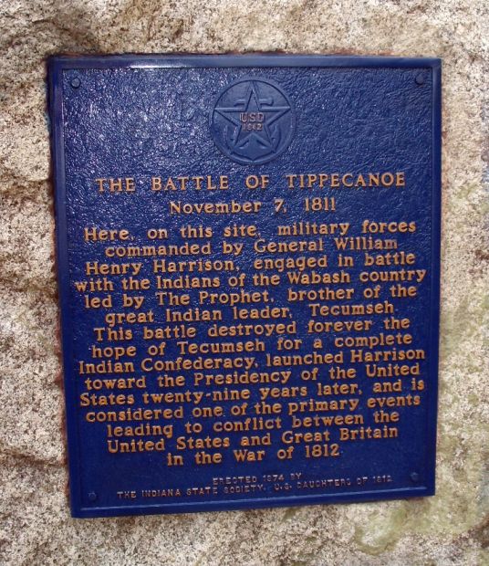 THE BATTLE OF TIPPECANOE WAR MEMORIAL PLAQUE