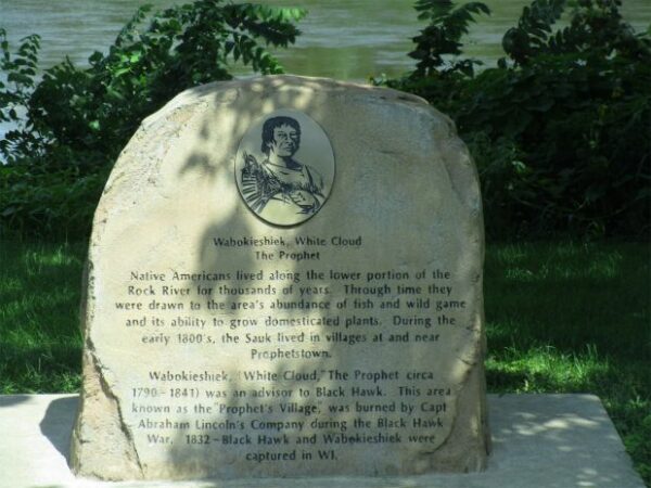 WABOKIESHIEK WHITE CLOUD THE PROPHET MEMORIAL STONE