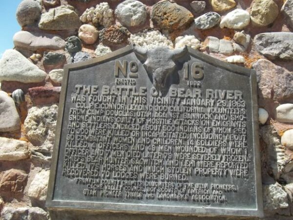 THE BATTLE OF BEAR RIVER MEMORIAL PLAQUE