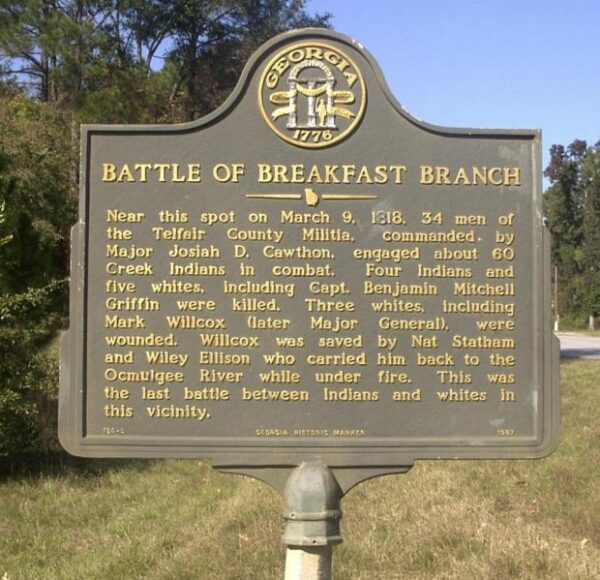 BATTLE OF BREAKFAST BRANCH WAR MEMORIAL MARKER