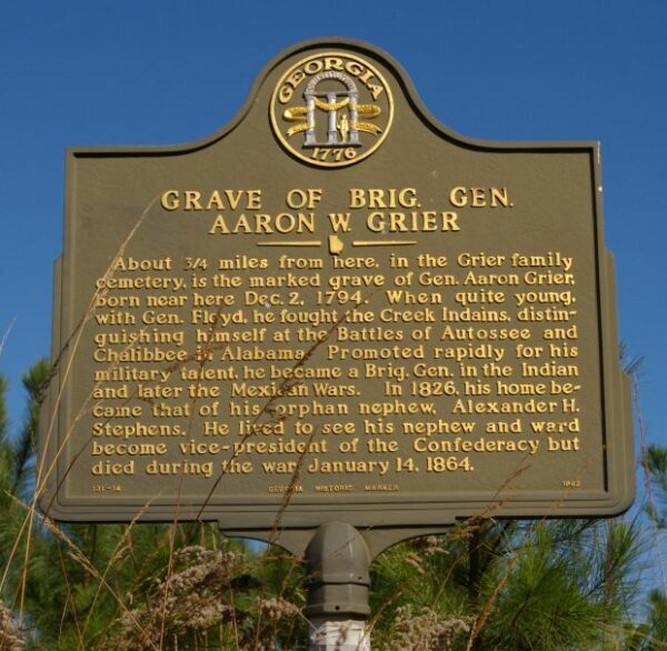 GRAVE OF BRIG. GEN. AARON W. GRIER MEMORIAL MARKER