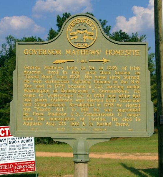 GOVERNOR MATHEW’S HOMESITE WAR MEMORIAL MARKER