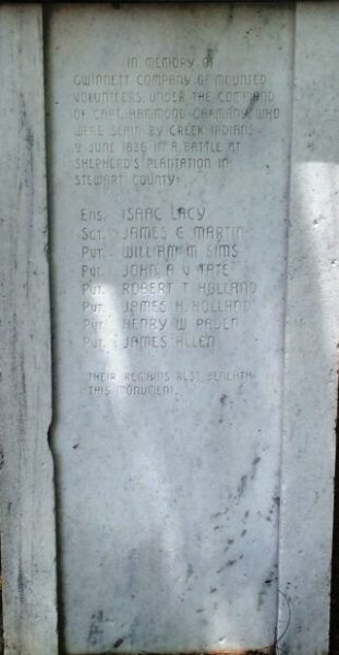 BATTLE AT SHEPHERD’S PLANTATION FALLEN MEMORIAL STONE A