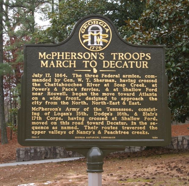 MCPHERSON’S TROOPS MARCH TO DECATUR MEMORIAL MARKER